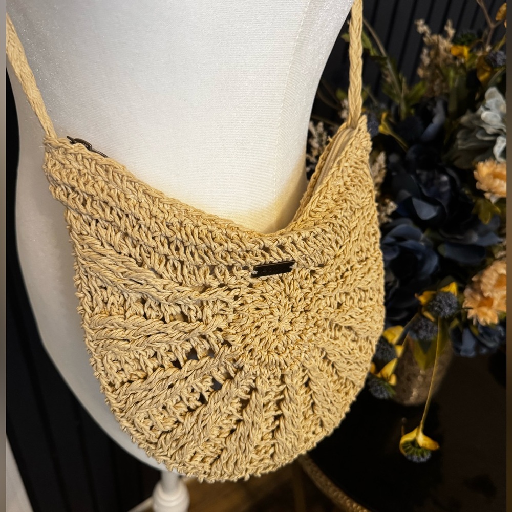 ROXY- Chips and Guacamole Chic Tan Woven Crossbody Bag